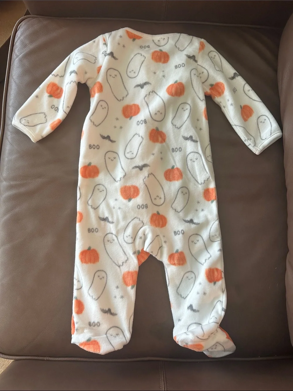 Cat & Jack Orange and White Pumpkin Footed Sleeper with Matching Bodysuit